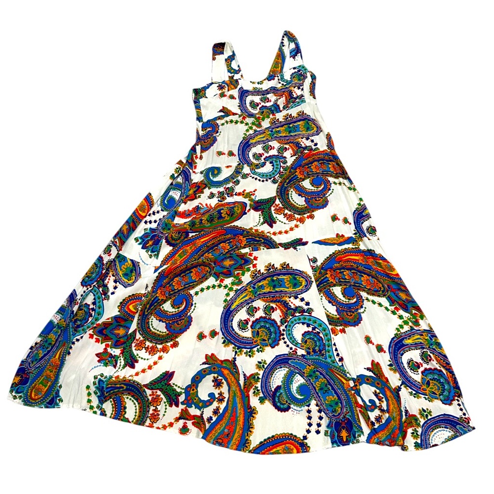 1.STATE White Multicolor Paisley Print Sleeveless Dress Size L